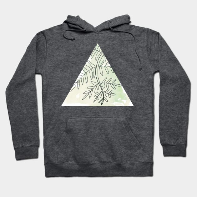 Fern on Green Watercolor Triangle Hoodie by Danica Templeton Art